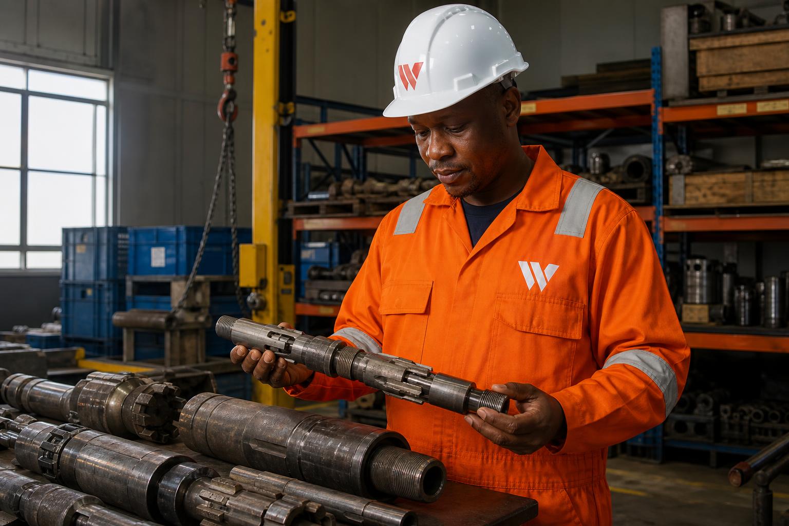Downhole milling and fishing tools laid out on a pipe rack