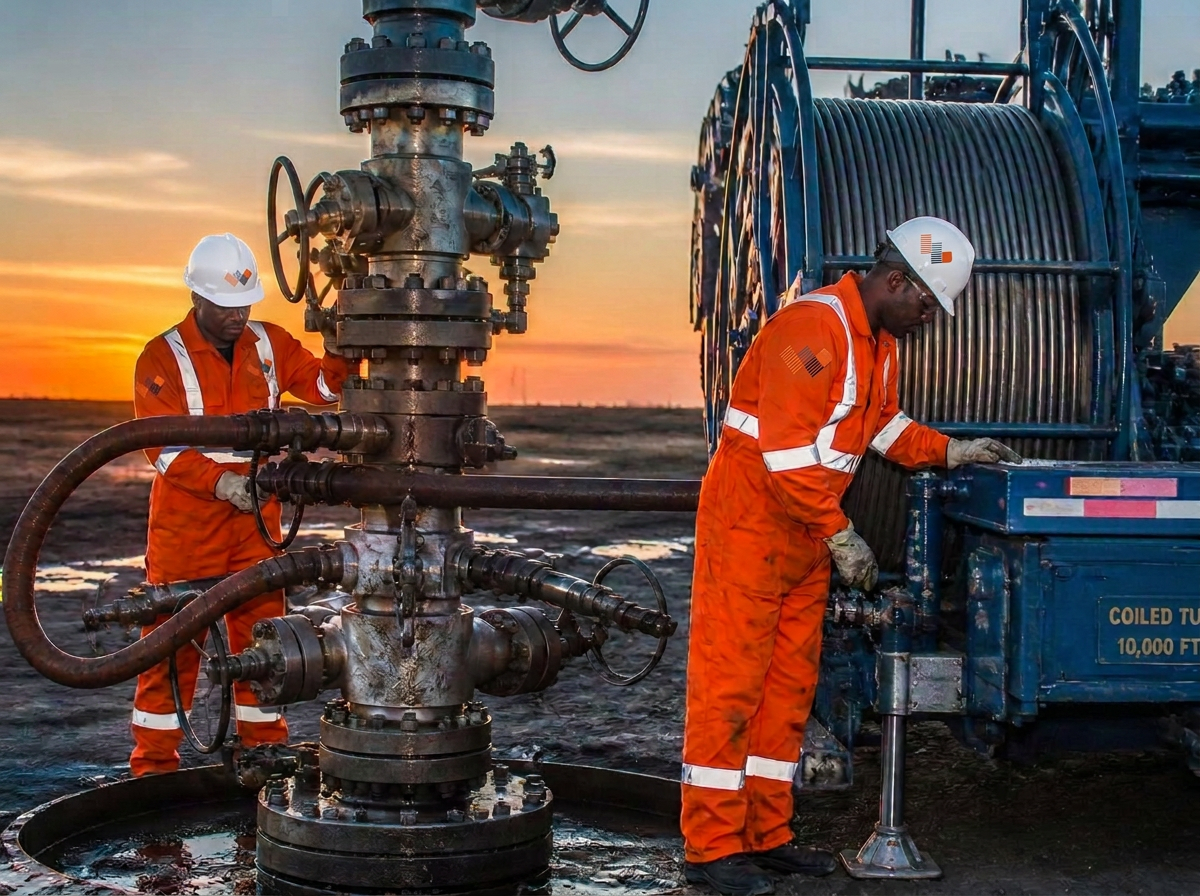 Well intervention equipment rigged up on a wellhead